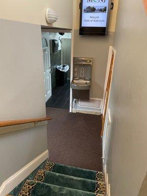 Stairs to bathroom and additional prayer area