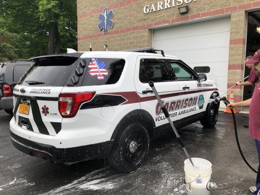 Flycar and 32-71 getting washed for the Memorial Day parade yesterday