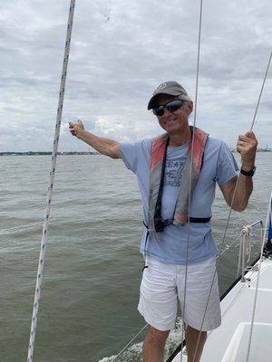 Out on the boat with our instructor Craig