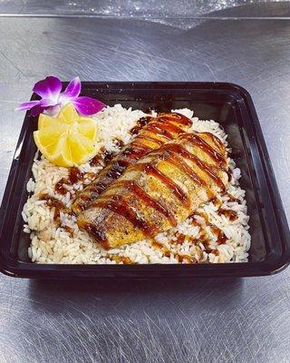 Seared Salmon with a teriyaki glaze