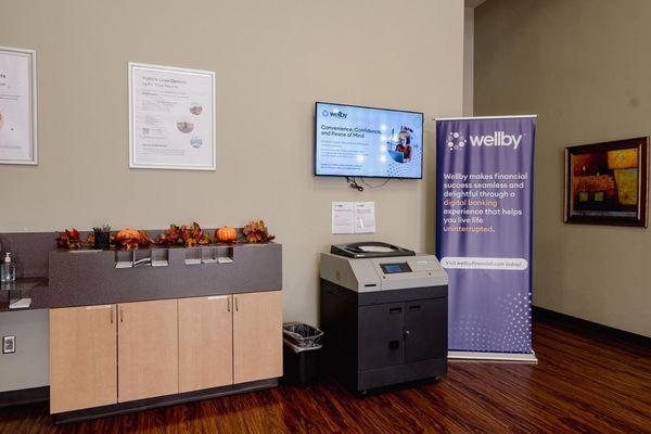 Interior lobby of federal credit union