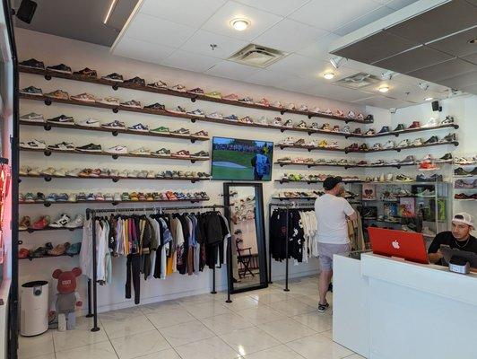 Men's shoes on the left of the store, woman's shoes to the right