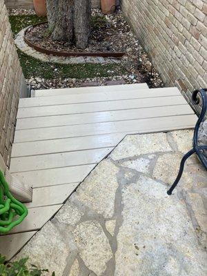 Paint after changing out decking boards and rock pressure wash and then sealer to protect against mildew.