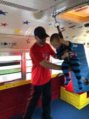 The TUMBLE BUS comes to OTM every week for the students to get physically active!