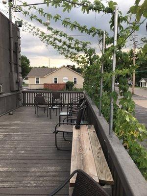 Nice patio with hops growing!