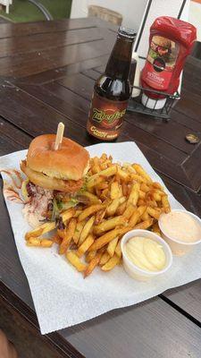 BBQ Bacon Cheeseburger Slider with Garlic Fries