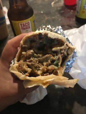 Delicious all meat burrito...best burrito from all the taco trucks around here