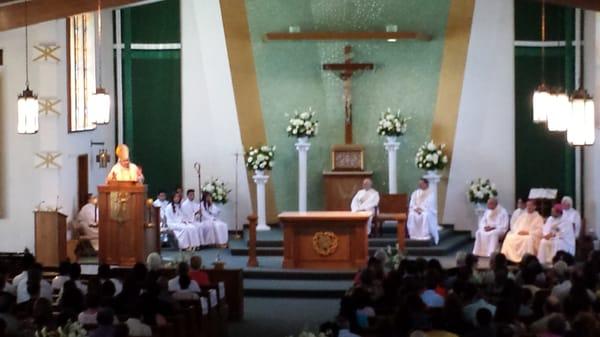 Mass on 9/15/13 was celebrated by the ArchBishop of Los Angeles and 2 Bishops.