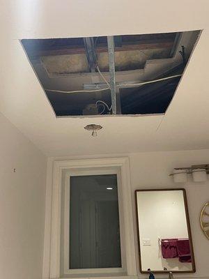 After they sent a person to remove ceiling and then refused to fix it