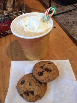 Candy cane late, in-house cookies!