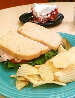 Turkey Sandwich and seasonal Strawberry Pie!