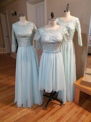 Custom designed bridesmaid dresses.