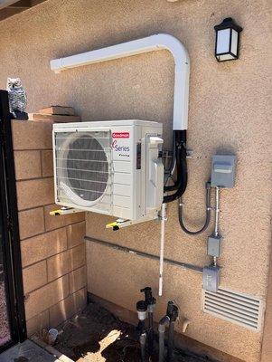 New 12k Goodman  mini split system Heat pump installed with electrical conduit.