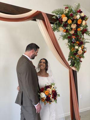 Arbor pieces and my bridal bouquet