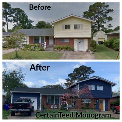 GAF roof replacement and CertainTeed siding replacements