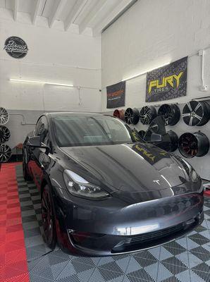 Ceramic window film all around on this Tesla