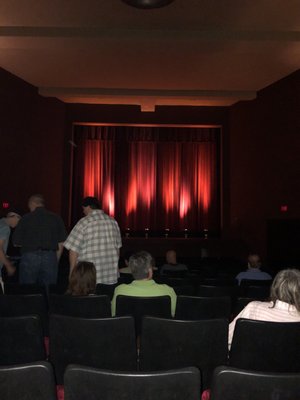 Old school curtain and lights. I love it!