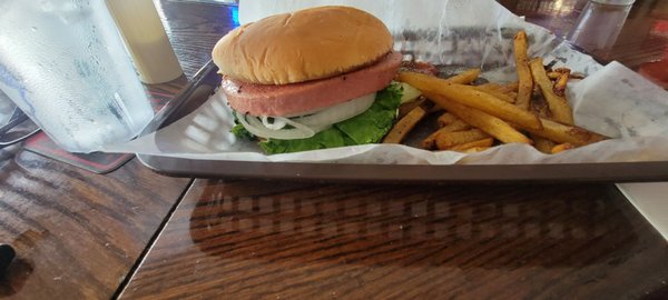 Fried Bologna and French fries  another view.