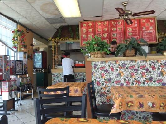 Photo of the front counter from a table