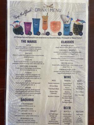 Drink menu