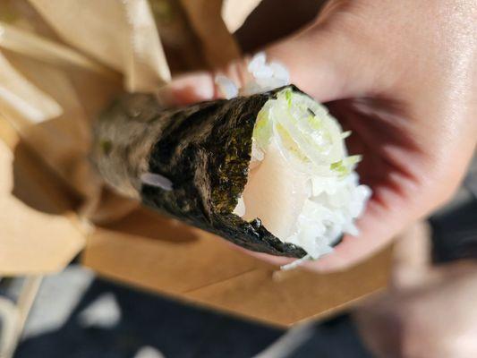 Hand Roll with Yellowtail and Green Onion