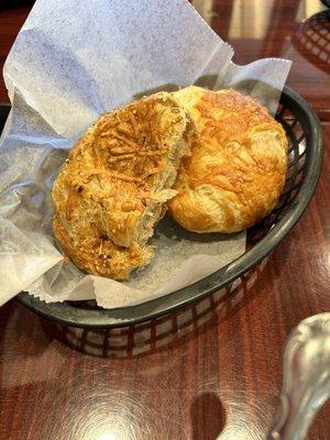 Croissants-- one whole wheat and one regular.