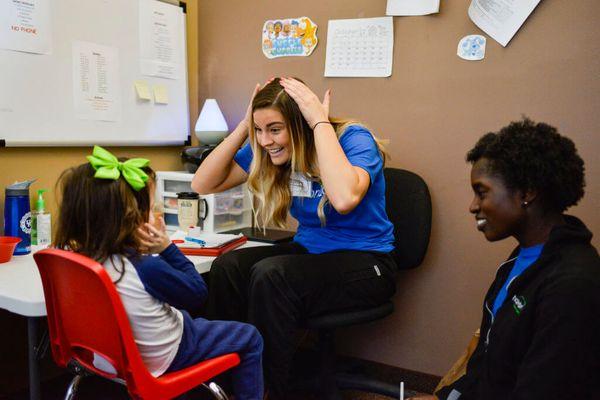 Hopebridge kiddo with their RBT and BCBA for ABA therapy.