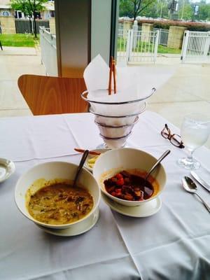 Potato leak & vegetable beef soups.