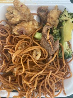 Chow Mein, broccoli beef, Orange Chicken