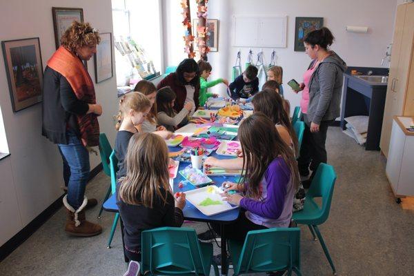 Children enjoying a craft workshop at the museum!