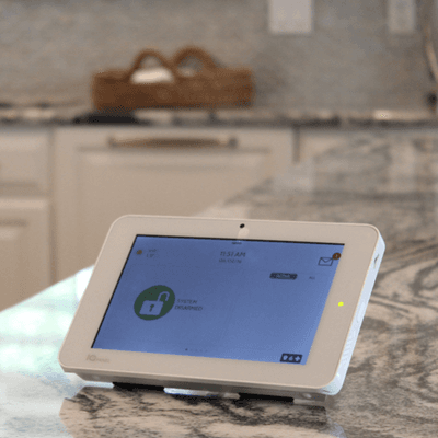 The award winning IQ Panel 2 Plus with built-in 7" touchscreen, 5MP camera, and glassbreak detector