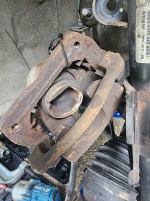 This brake caliper is toast