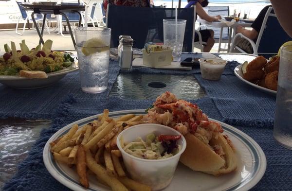 Lobster roll with great fries.