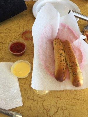 Breadsticks. The garlic sauce is just eh, reminds me of the papa johns sauce but not really any flavor.