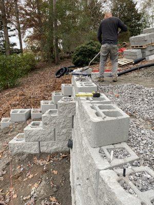 building paver patio on hill on Lake Norman property