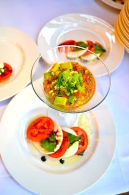 Lobster Gazpacho with a Caprese Salad.