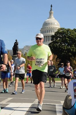 Frederick P. Baerenz running Marine Corp Marathon