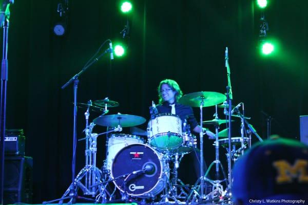 Sandi Grecco- drums - at The Ritz in Ybor, Tampa FL Take the stage battle of the bands. 2011. Someday Souvenir wins!!