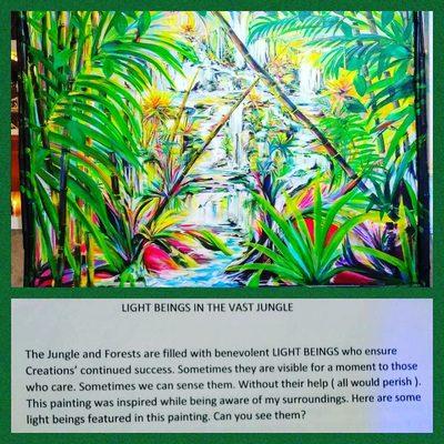 Original acrylic by Jess Burda "Light Beings in the Vast Jungle" (sold)