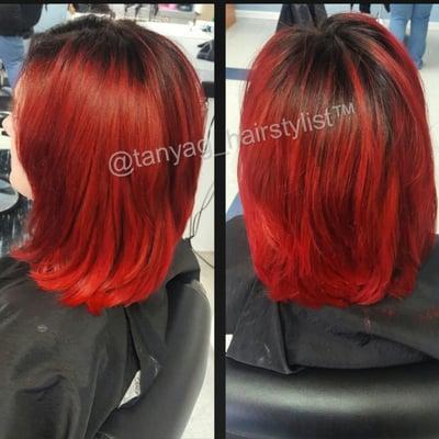 Pravana vivids red with a shadow root - Hair by Tanya