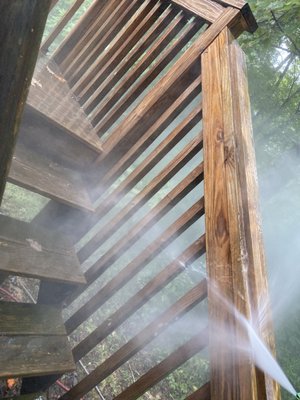 Buildup on decking making it slick and unsafe.