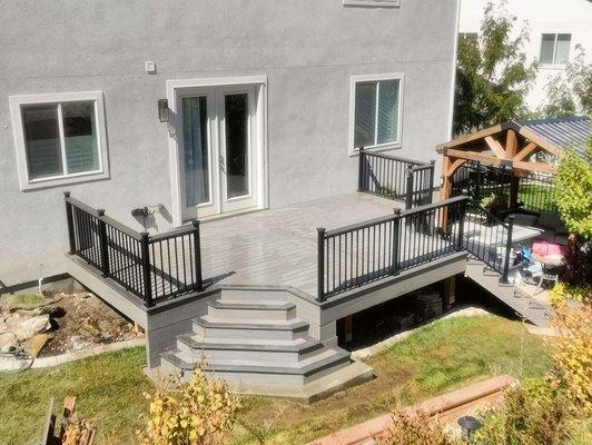 Double stairs with composite decking