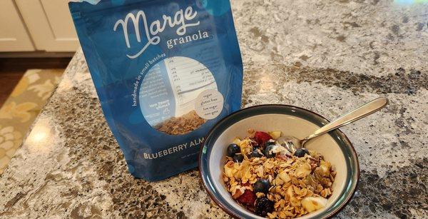 My healthy yogurt with fruit and Marge Granola. Yum!