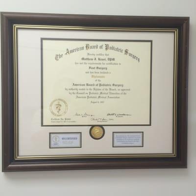 Certified by the American Board of Podiatric Surgeons