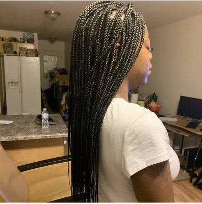 Box braid with short hair