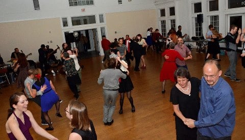 All ages swing and lindy hop at the monthly dance. No partner is necessary because they all are open to dancing, socially.