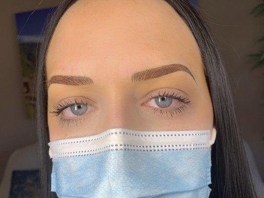 Hybrid Brows. Microblading + Powder. This technique last up to 2 years depending on skin type and lifestyle.