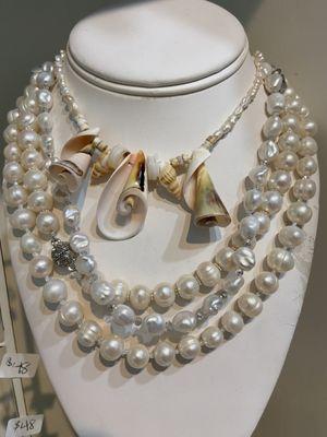 Pearl and shell necklace by Shari Milner