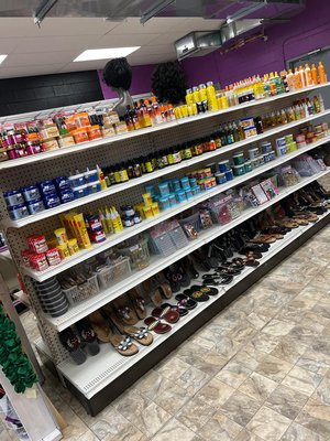 Oils, African sandals, hair beads and bands , shampoos and more ...