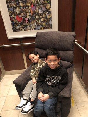 Lounging in the elevator